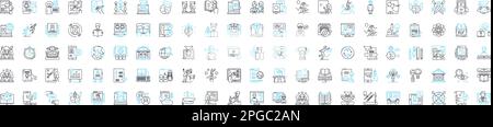 Online classes vector line icons set. Online, Classes, Learning, eLearning, Remote, Virtual, Webinars illustration outline concept symbols and signs Stock Vector