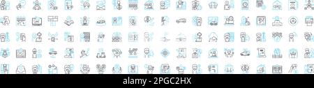 Employee vector line icons set. Worker, Staff, Personnel, Colleague, Associate, Hire, Wage illustration outline concept symbols and signs Stock Vector