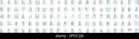 Personal branding vector line icons set. Self-promotion, Networking, Reputation, Identity, Image, Profile, Value illustration outline concept symbols Stock Vector