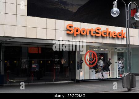 Cologne, Germany. 19th Mar, 2023. Logo, lettering SportScheck Credit: Horst Galuschka/dpa/Alamy Live News Stock Photo