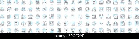 Enterprise vector line icons set. Corporation, Business, Industry, Work, Entity, Management, Commercial illustration outline concept symbols and signs Stock Vector