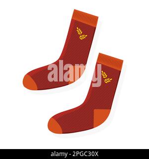 A pair of knitted socks vector illustration flat. Stock Vector