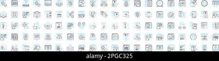 Programmer vector line icons set. Developer, Coder, Engineer, Technician, Analyst, Designer, Hacker illustration outline concept symbols and signs Stock Vector