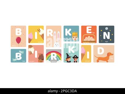 Alphabet Worksheet Cartoon. English alphabet for children education. Vector illustration Stock Vector