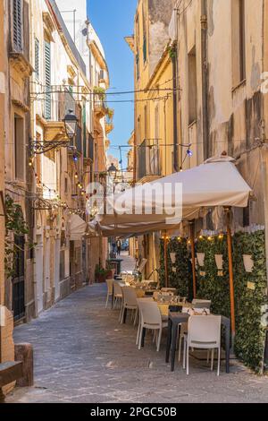 Street sceno on the island of Ortigia Syracuse Stock Photo
