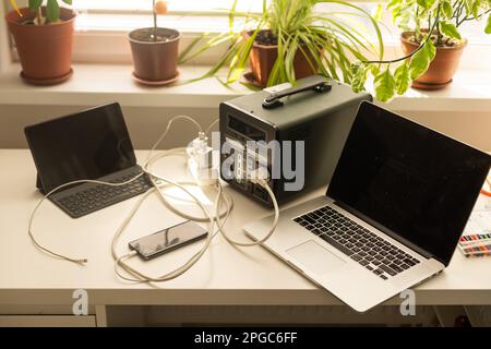 portable charging station charges gadgets Stock Photo