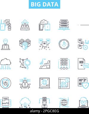 Spark line icons collection. Cluster, Streaming, Data, Framework ...