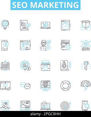 Seo marketing vector line icons set. SEO, marketing, optimization, online, web, website, traffic illustration outline concept symbols and signs Stock Vector