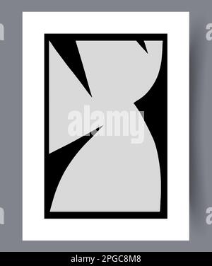 Abstract shapes monochrome geometry wall art print Stock Vector