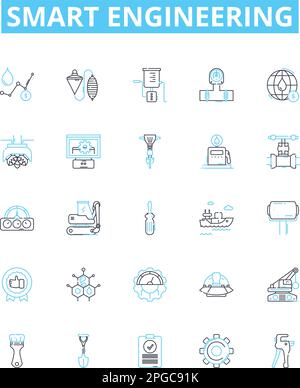 Smart engineering vector line icons set. engineer, smart, engineering, intelligent, automation, electronics, networking illustration outline concept Stock Vector
