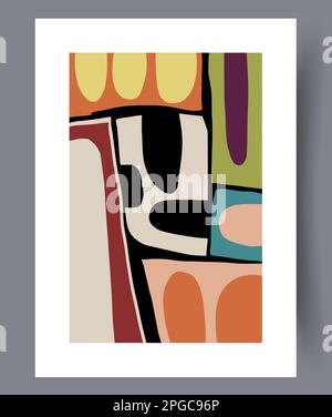 Abstract surrealism simple figures wall art print Stock Vector