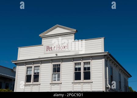 Petit Hotel, in Martinborough, a town in the South Wairarapa District, in the Wellington region of New Zealand. Stock Photo