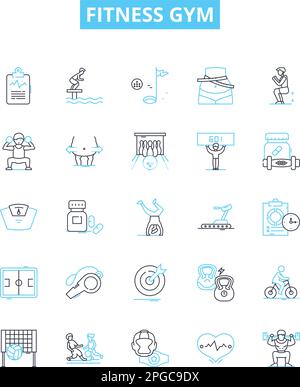Bodybuilding line vector icons and signs. Muscles, Exercise, Strength ...