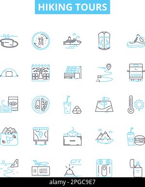 Hiking tours vector line icons set. Hiking, Tours, Trails, Trekking ...