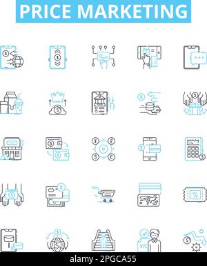 Price marketing vector line icons set. Pricing, Marketing, Cost, Strategy, Promotion, Sales, Discounts illustration outline concept symbols and signs Stock Vector