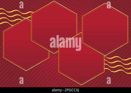 Modern luxury abstract background with golden line elements. modern red background vector for design Stock Vector