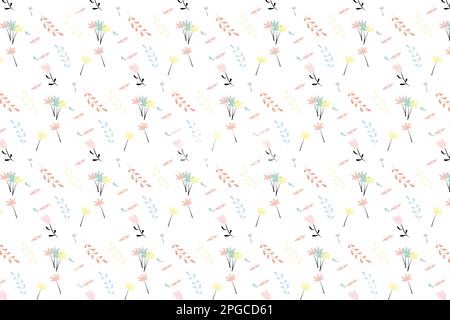Composition with multicolored flowers and leaves, abstract background, vector pattern for design. Illustration Stock Vector