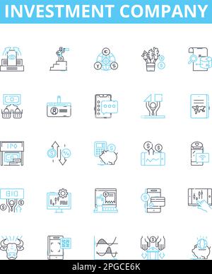 Investment company vector line icons set. Investment, Company, Finance, Fund, Stocks, Wealth, Adviser illustration outline concept symbols and signs Stock Vector