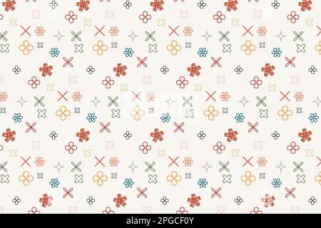 Pattern with floral geometric elements in retro tones, vector abstract background for design Stock Vector