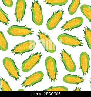 Cute corn cobs seamless pattern. Ripe vegetables background Stock Vector