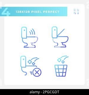 Toilet usage recommendations pixel perfect gradient linear vector icons set Stock Vector