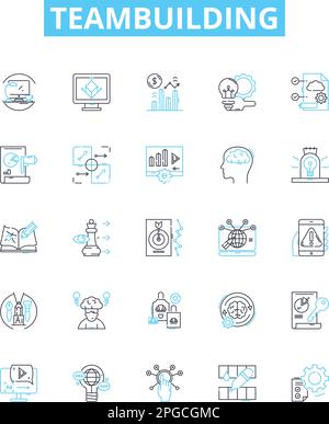 Teambuilding vector line icons set. Teamwork, Collaboration, Problem ...
