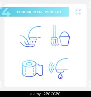 Toilet room equipment pixel perfect gradient linear vector icons set Stock Vector
