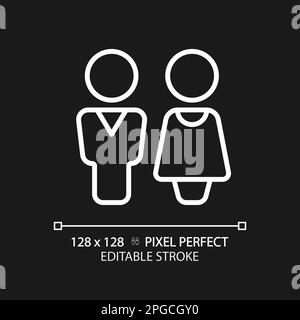 WC door sign pixel perfect white linear icon for dark theme Stock Vector
