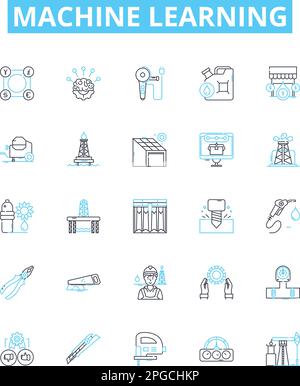 Reinforcement learning icon set illustration modern technology AI ...