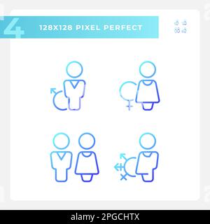 Toilets for different genders pixel perfect gradient linear vector icons set Stock Vector