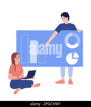 Data analytics team flat concept vector spot illustration Stock Vector