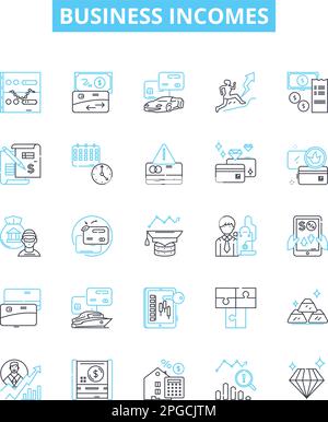 Business incomes vector line icons set. Profits, Revenues, Earnings ...