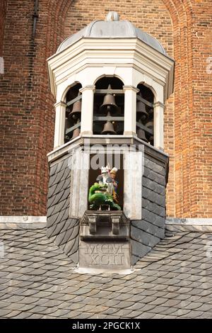 Saint George and the dragon on the Boterwaag on the Hof in the center of the historic city of Amersfoort in the Netherlands. Stock Photo