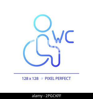 Accessible toilet pixel perfect gradient linear vector icon Stock Vector