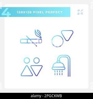 Toilet signs and service pixel perfect gradient linear vector icons set Stock Vector