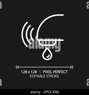 Automatic sensor faucet pixel perfect white linear icon for dark theme Stock Vector