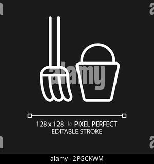 Staff only enclosure pixel perfect white linear icon for dark theme Stock Vector