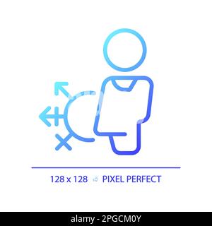 Gender neutral toilet pixel perfect gradient linear vector icon Stock Vector