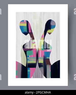 Portrait people retro surrealism wall art print Stock Vector