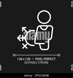 Gender neutral toilet pixel perfect white linear icon for dark theme Stock Vector
