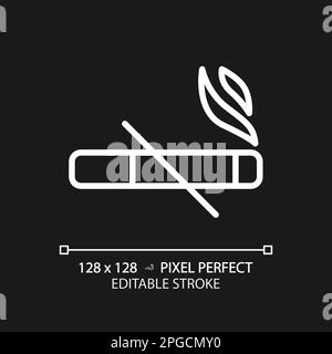 No smoking pixel perfect white linear icon for dark theme Stock Vector