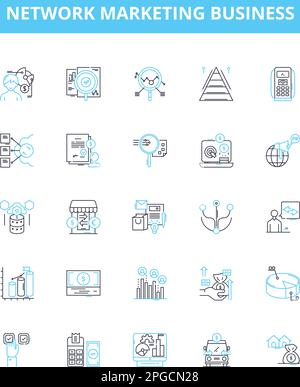 Network marketing business vector line icons set. Network, Marketing, Business, MLM, Direct, Selling, Home-Based illustration outline concept symbols Stock Vector