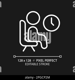 Lounge pixel perfect white linear icon for dark theme Stock Vector