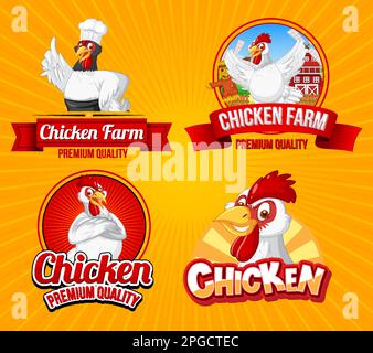 Set of chicken icon and logo illustration Stock Vector