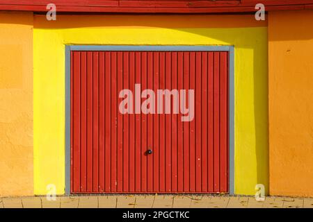 Colorful facade with closed window Stock Photo