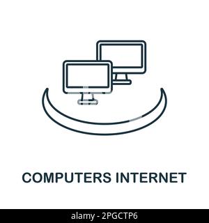 Computers Intranet line icon. Element sign from networking collection. Computers Intranet outline icon sign for web design, infographics and more. Stock Vector