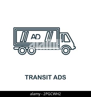 Transit Ads line icon. Colored element sign from outdoor advertising collection. Outline Transit Ads icon sign for web design, infographics and more. Stock Vector