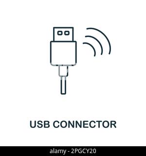 Usb Connector line icon. Element sign from networking collection. Usb Connector outline icon sign for web design, infographics and more. Stock Vector