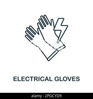 Electrical Gloves line icon. Monochrome simple Electrical Gloves outline icon for templates, web design and infographics Stock Vector