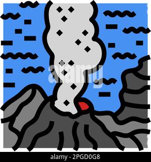 underwater volcano lava color icon vector illustration Stock Vector